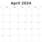 April 2024 Blank Calendar