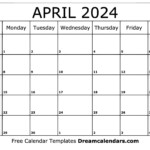 Calendar Of April 2024