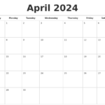 April 2024 Holiday Calendar