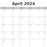 April 2024 Free Printable Calendar