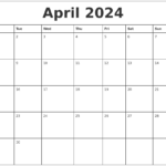 Monthly Calendar 2024 April