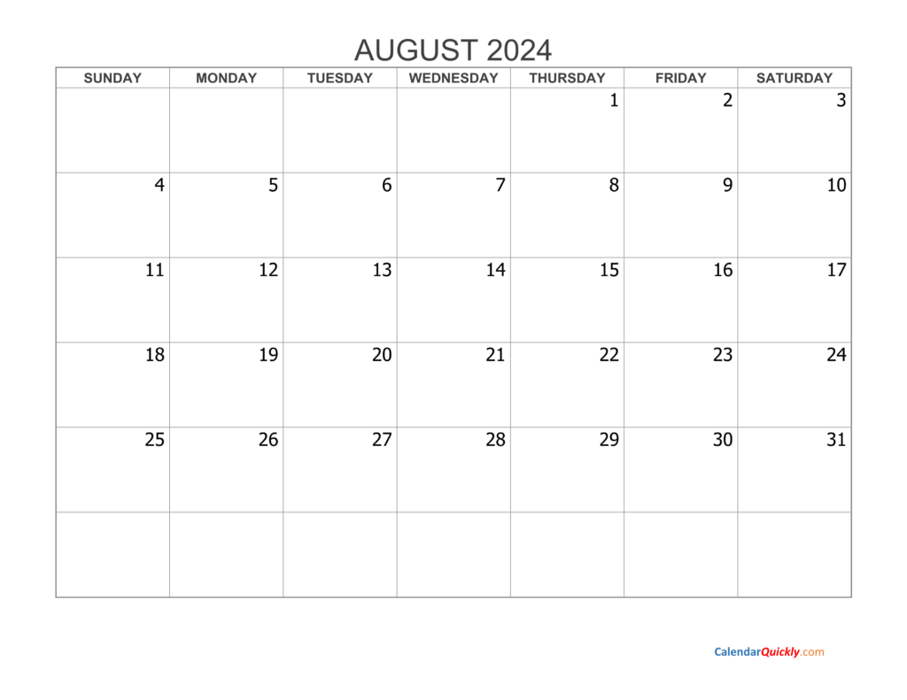 August 2024 Calendar