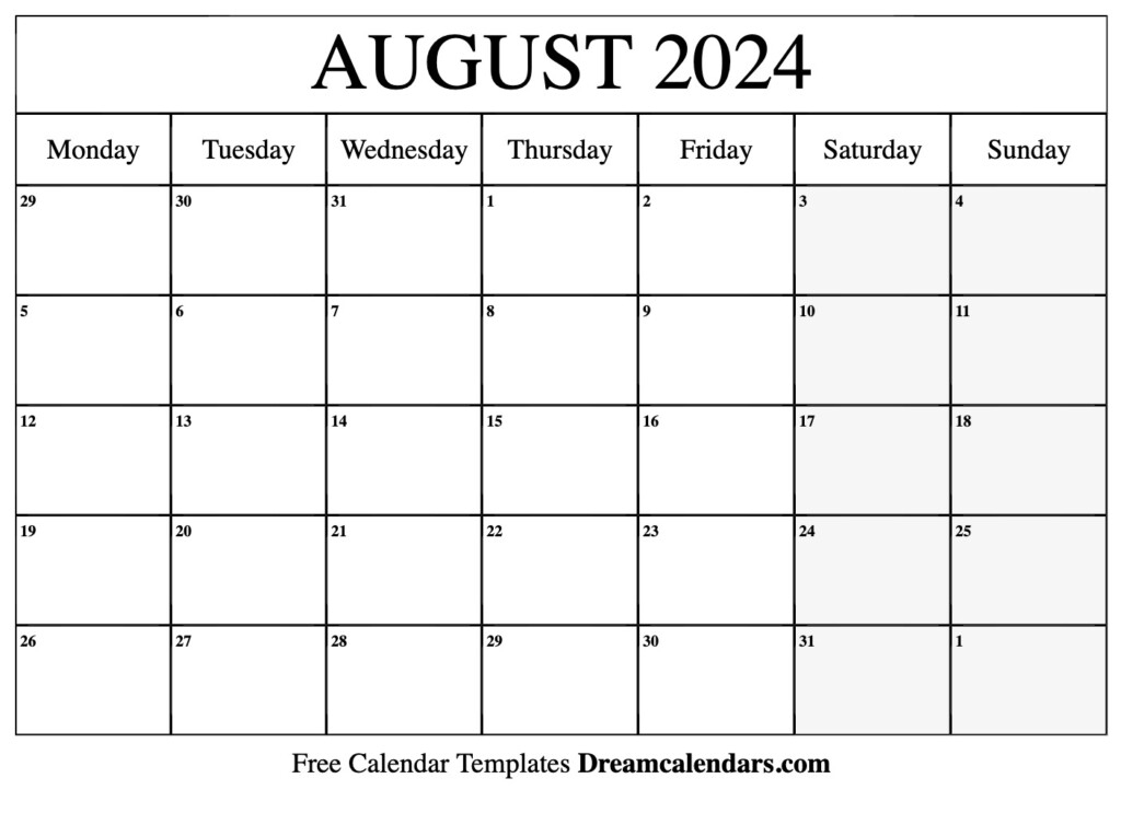 2024 Calendar With August