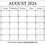 2024 Calendar With August