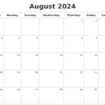 Calendar For August 2024