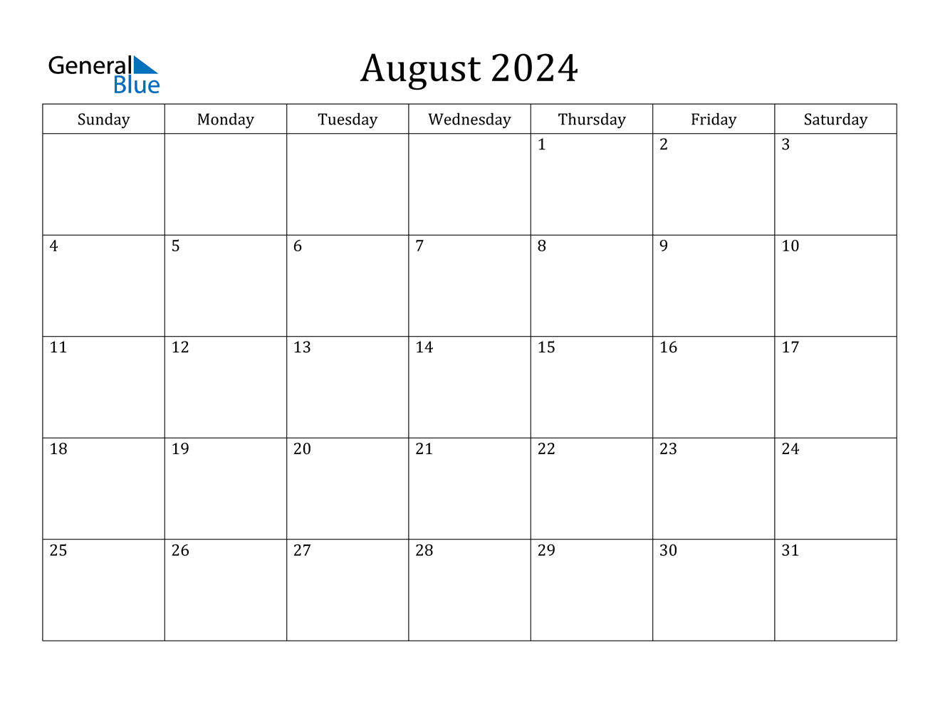 August Calendar 2024 Printable 2024 Calendar Printable
