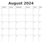 Calendar For August 2024