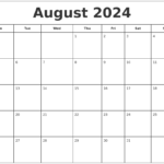 2024 Calendar With August