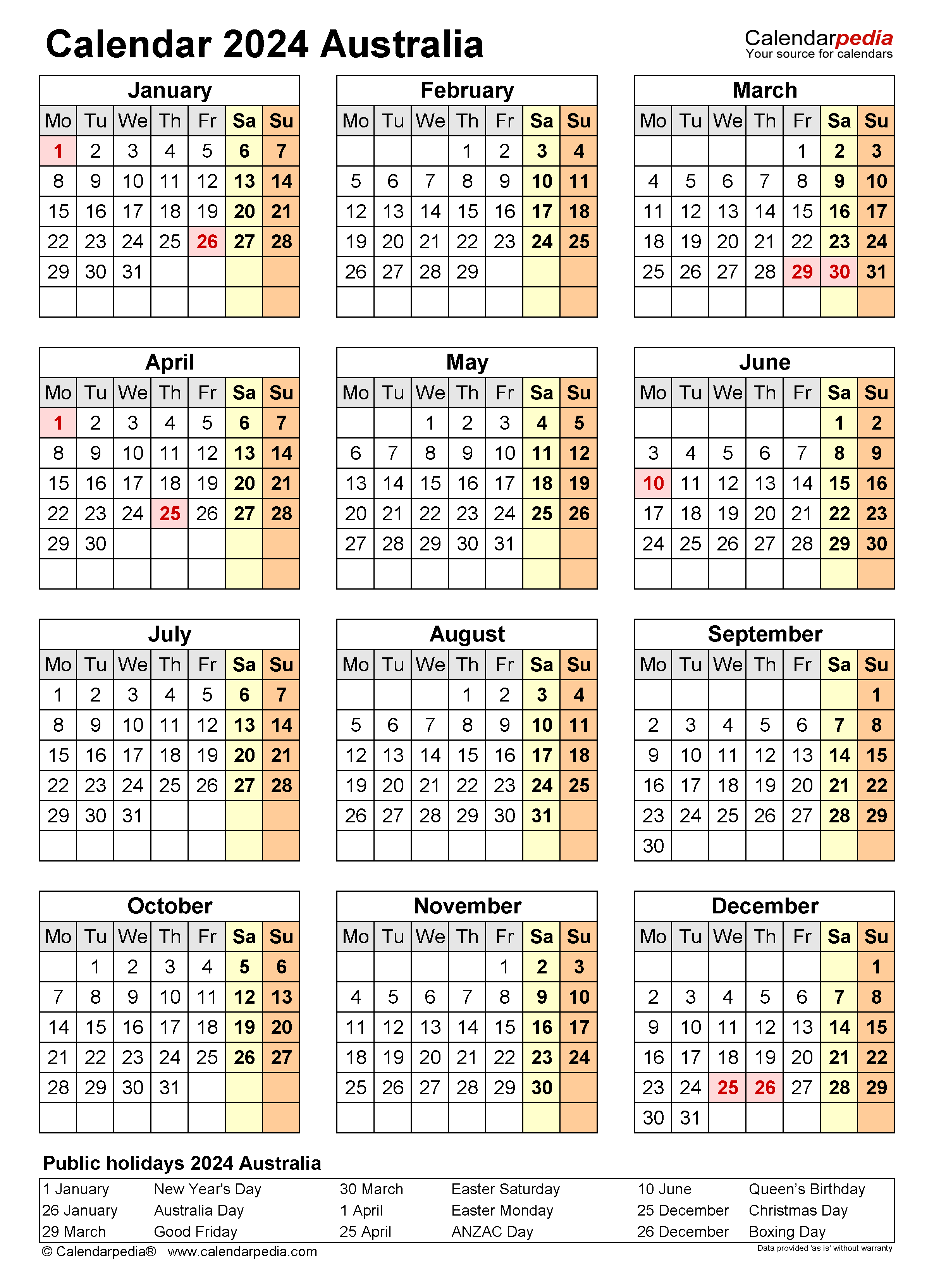 2024 Calendar With Holidays Australia Printable Printable Disney