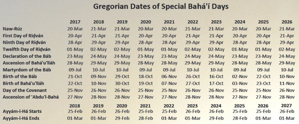 Bahai Calendar 2024