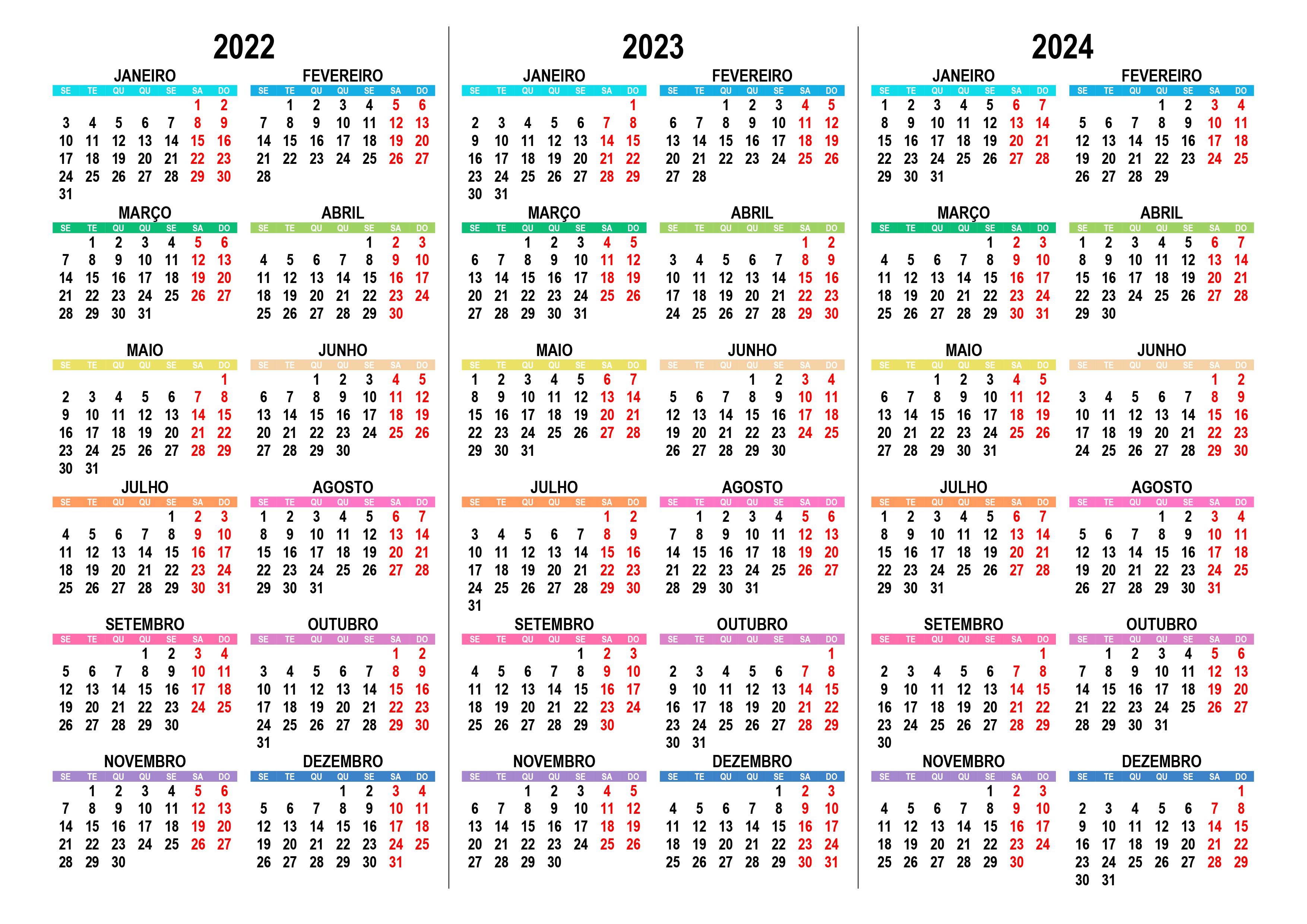 2022 2023 2024 Calendar - 2024 Calendar Printable