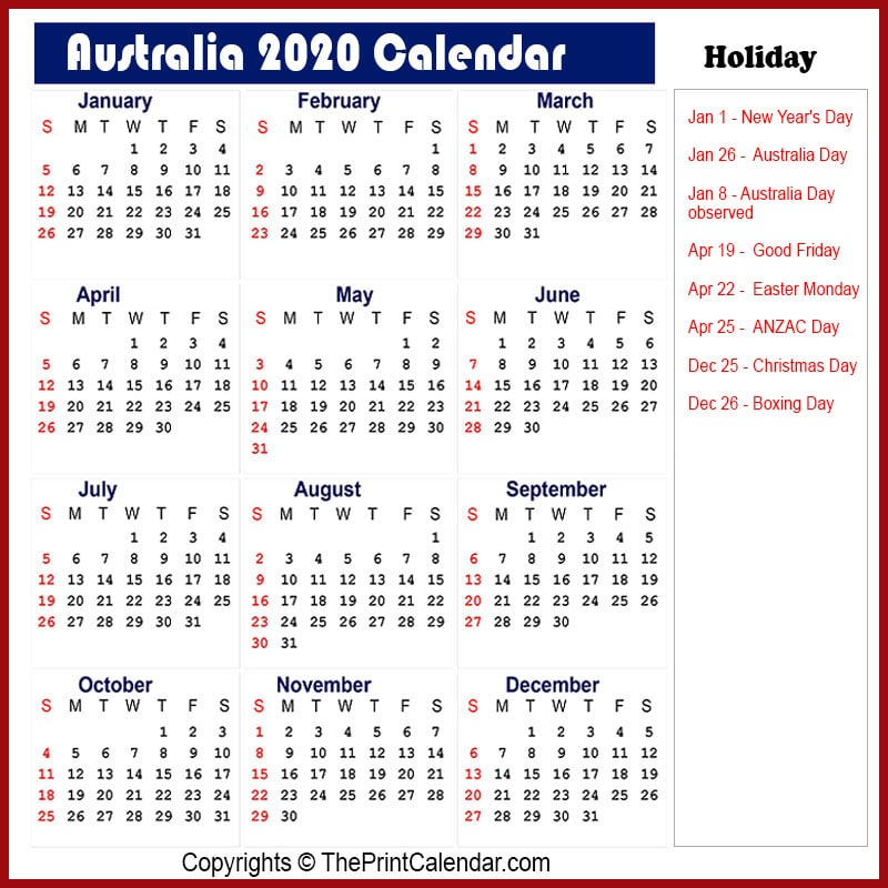 Printable Monthly Calendar 6 By 9 2020 To 2024