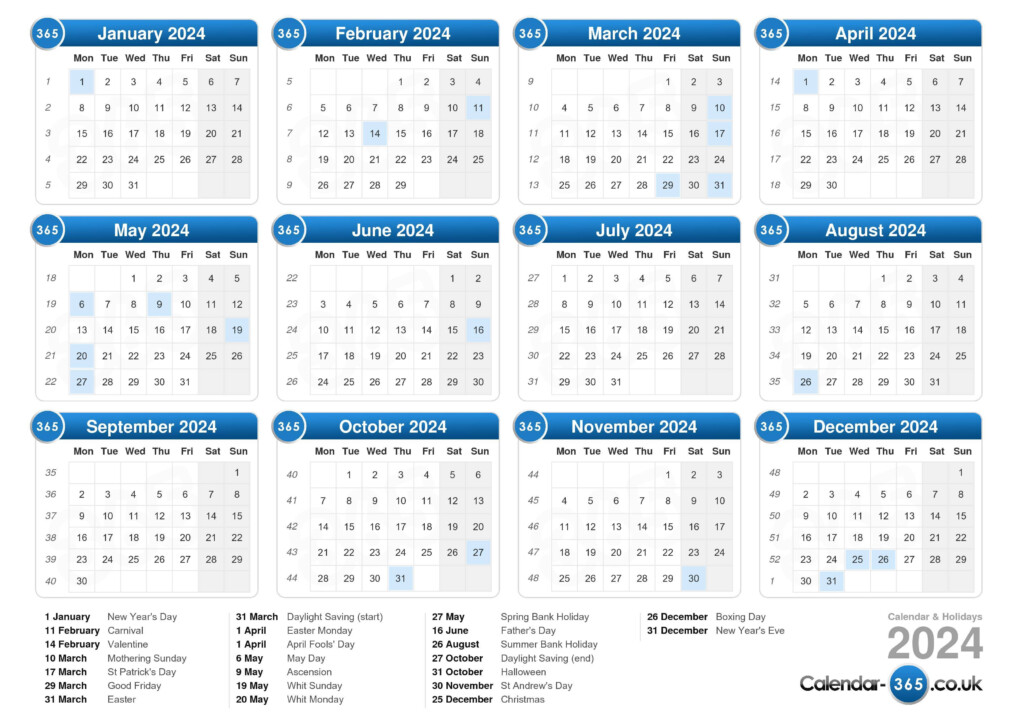 Calendar Of Holidays 2024