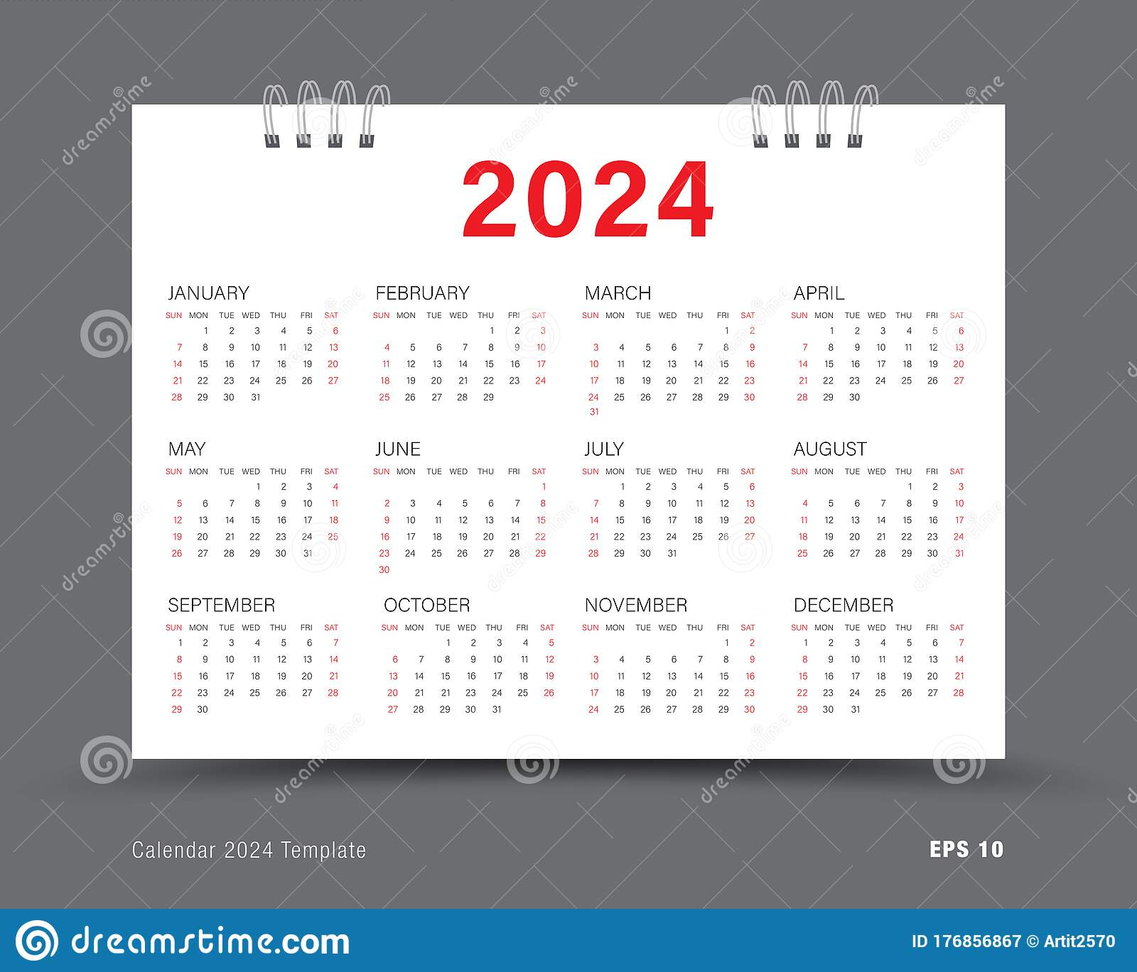 Calendar 2024 Template Layout 12 Months Yearly Calendar Set In 2024 1 