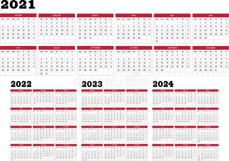 Calendar 2021 2022 2023 2024