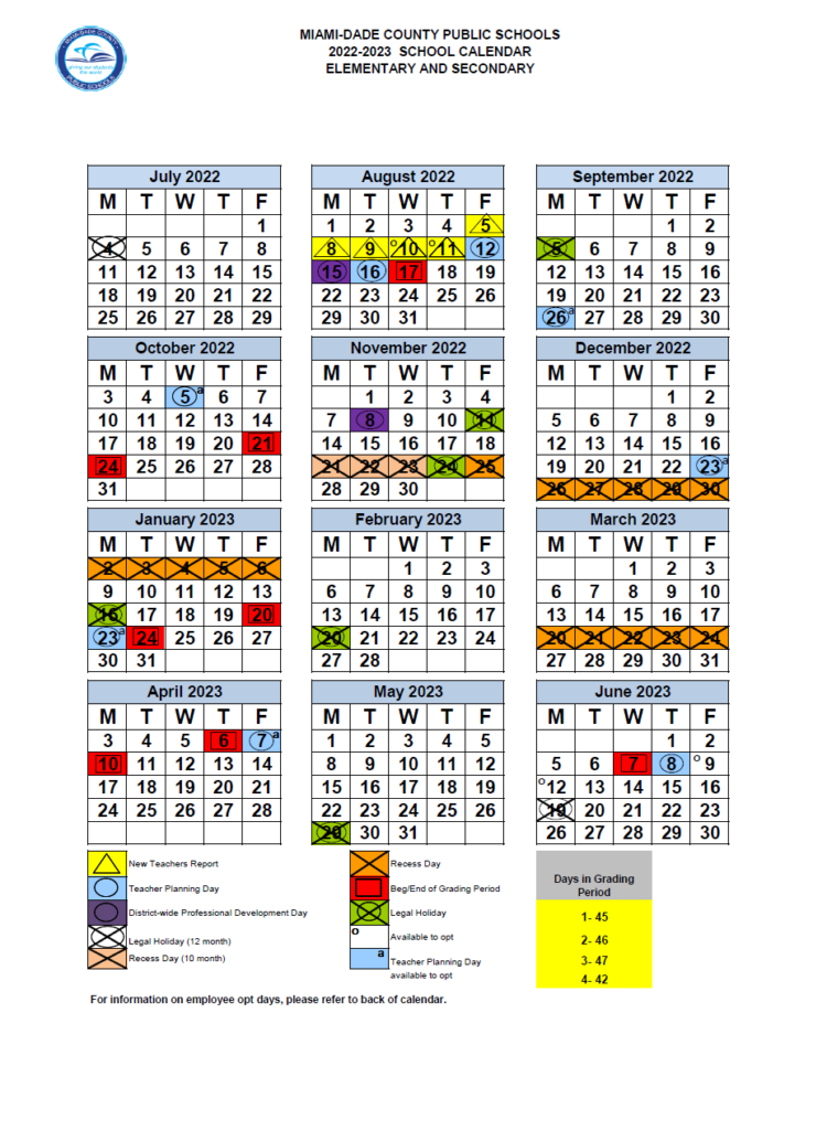Dade County School Calendar 2024-25