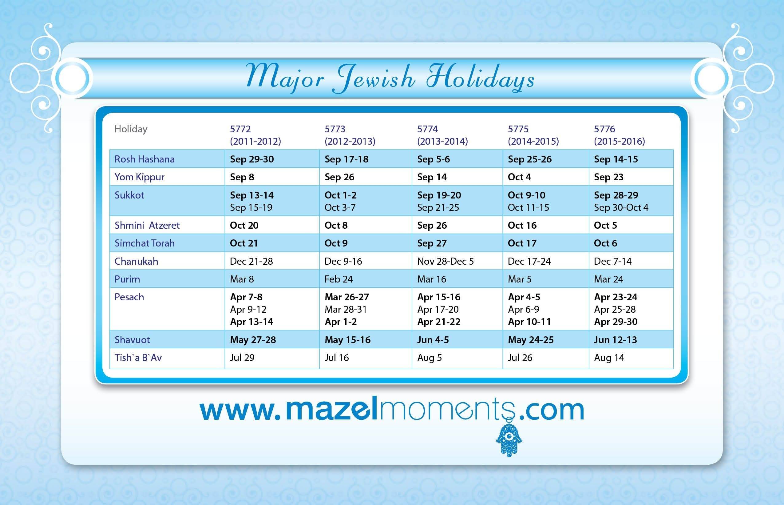 Jewish Calendar 2024 Printable State & National Holidays Are Included