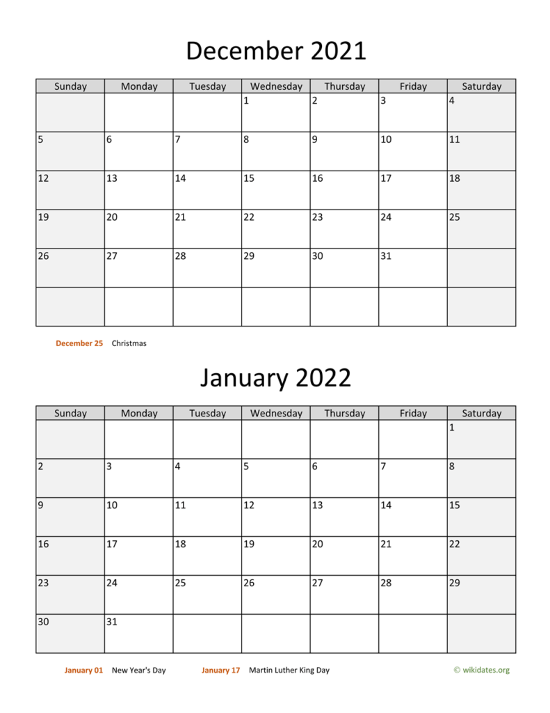 December 2021 Jan 2024 Calendar