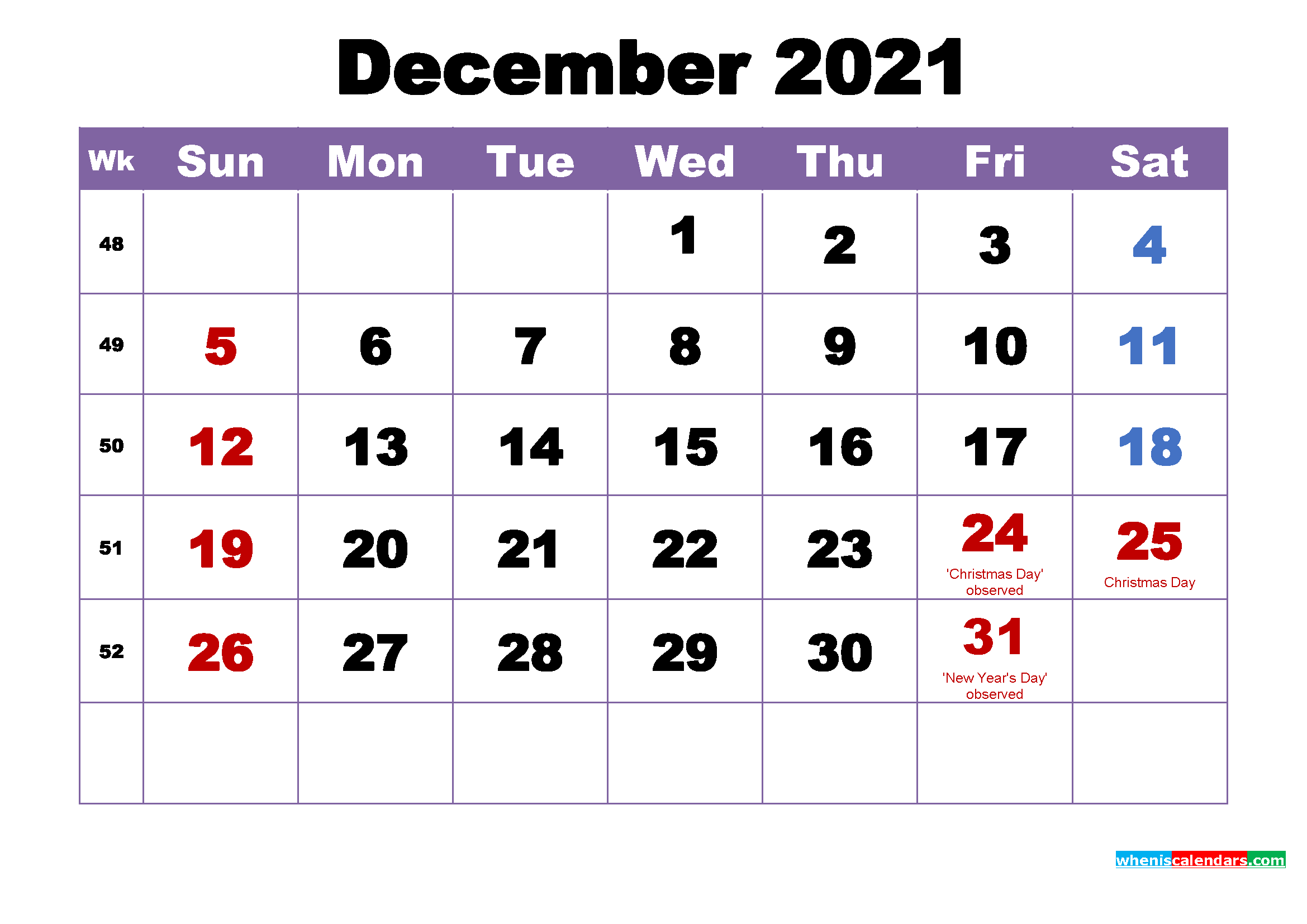 December 2024 Calendar With Holidays 2024 Calendar Printable