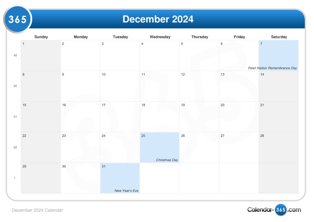 Calendar 2024 December