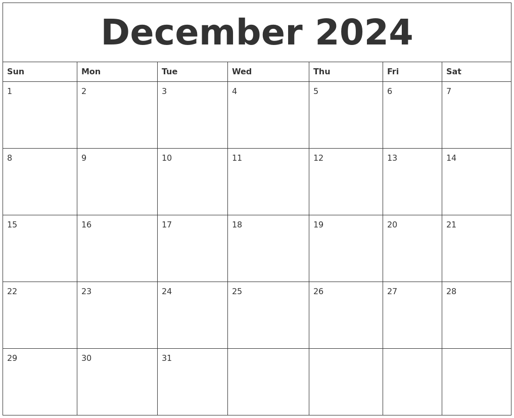 Calendar 2024 December