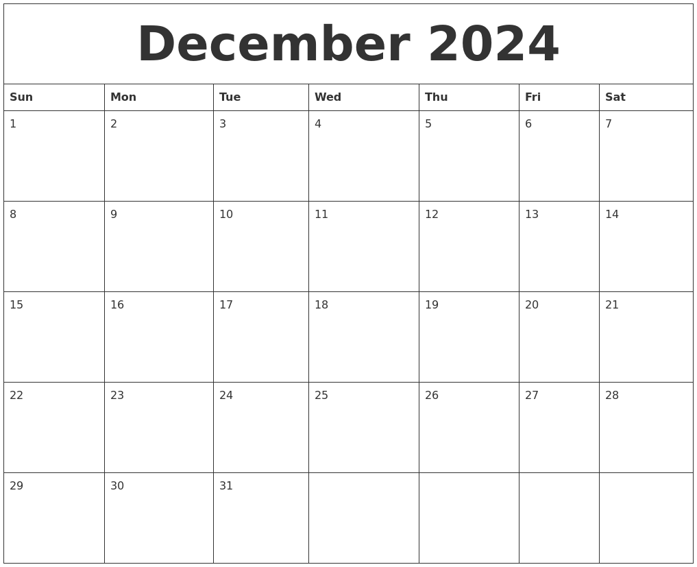 2024 Calendar December