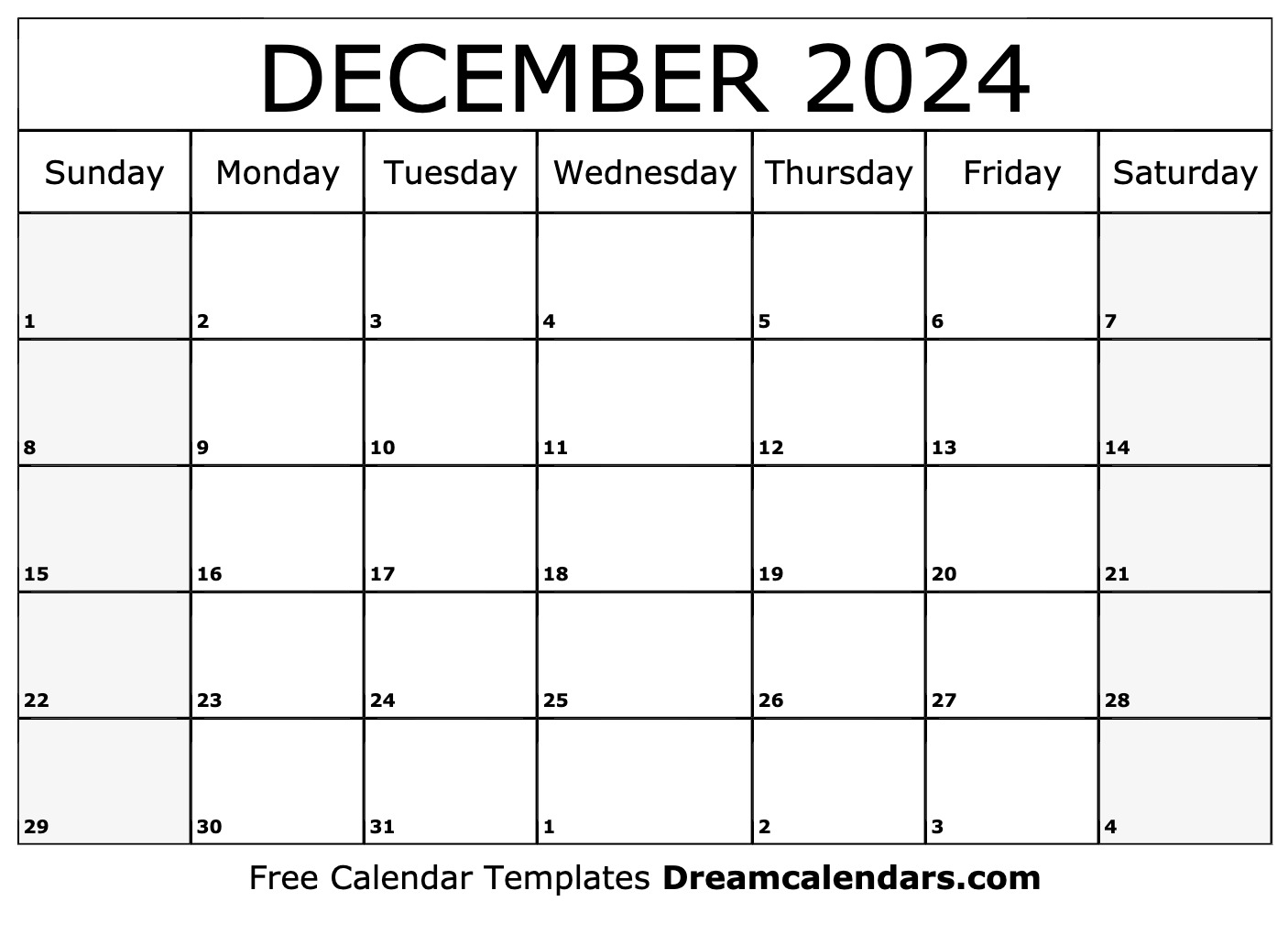 Blank Calendar December 2024 Free Printable Stickers Sharl Demetris