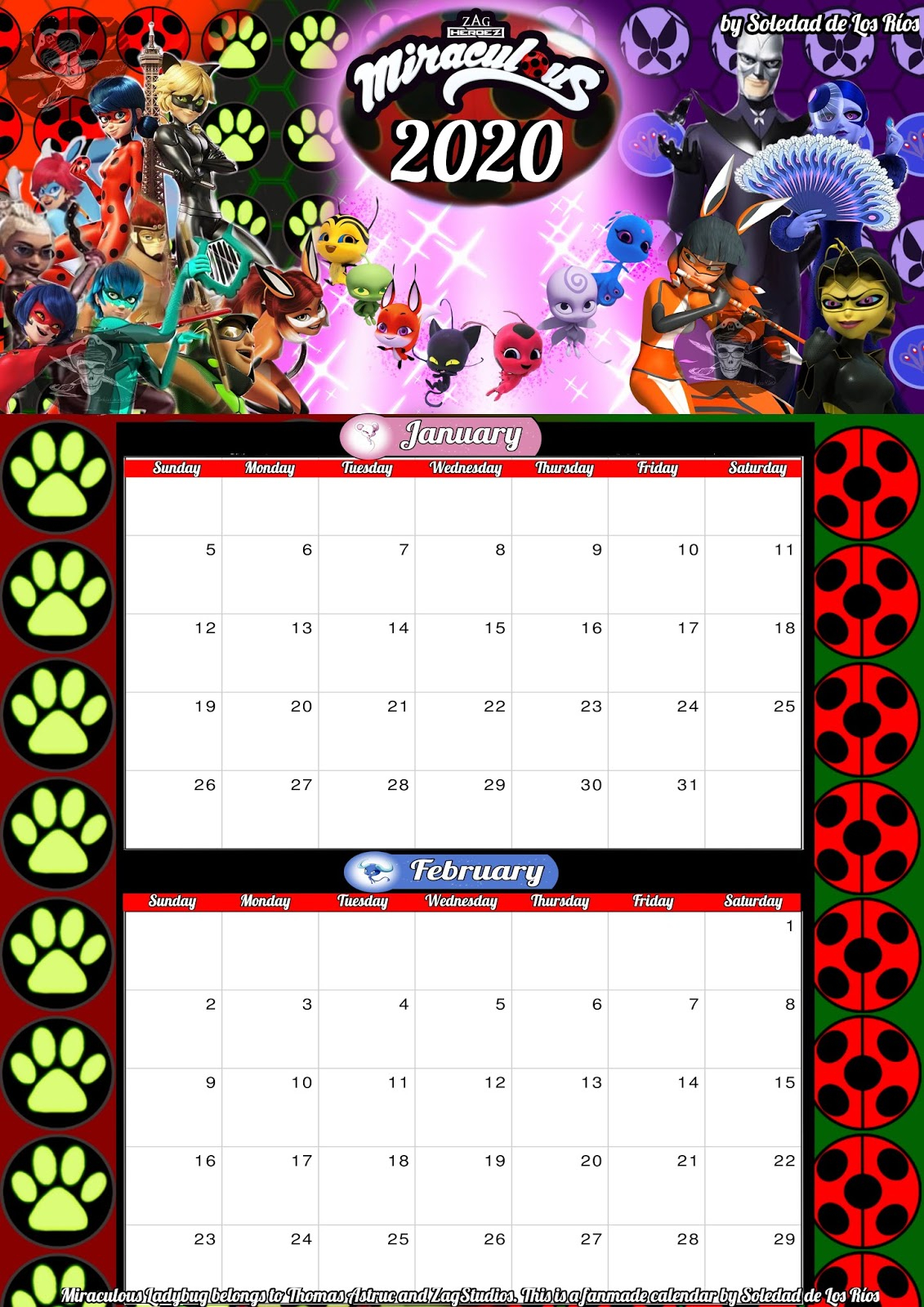 El Cielo No Es Un L Mite Miraculous Ladybug Calendar 2020 2024