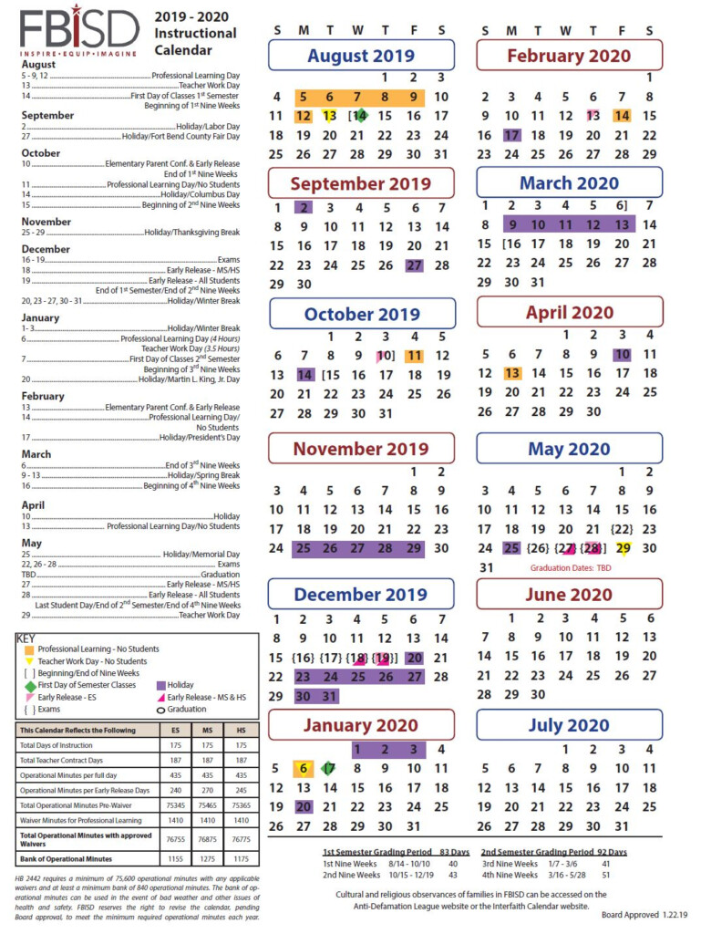 Fbisd Calendar 2024-25