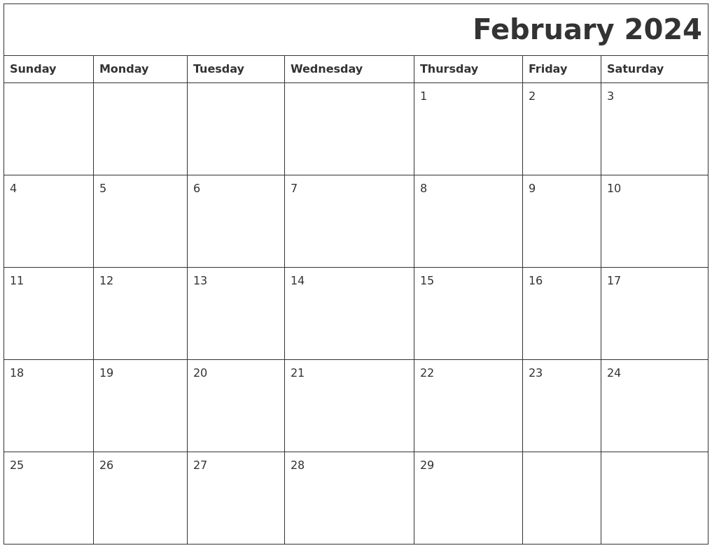 February 2024 Calendar Pdf