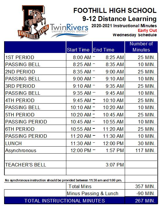 Foothill High Bell Schedules 2024 Calendar Printable
