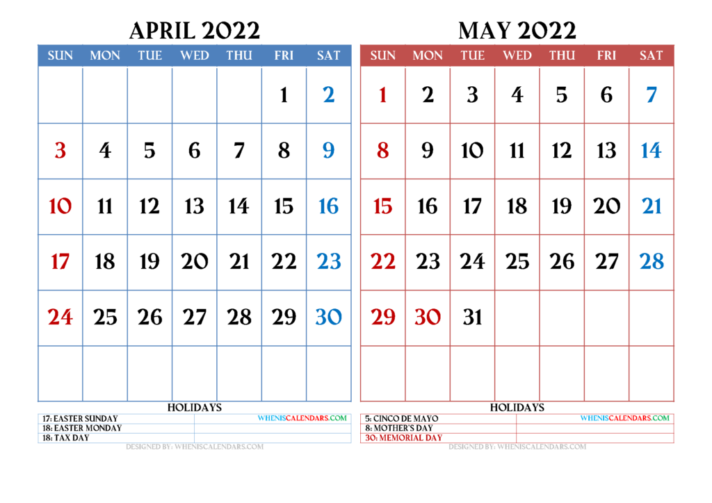 April And May Calendar 2024