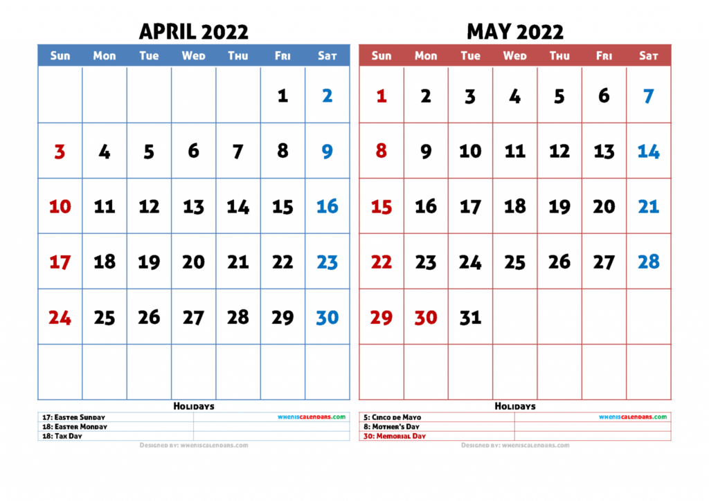 April And May Calendar 2024