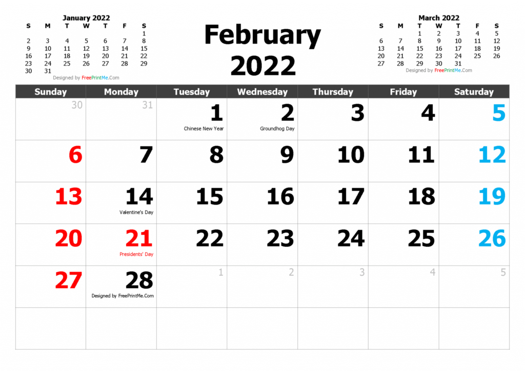 February Calendar 2024 With Holidays