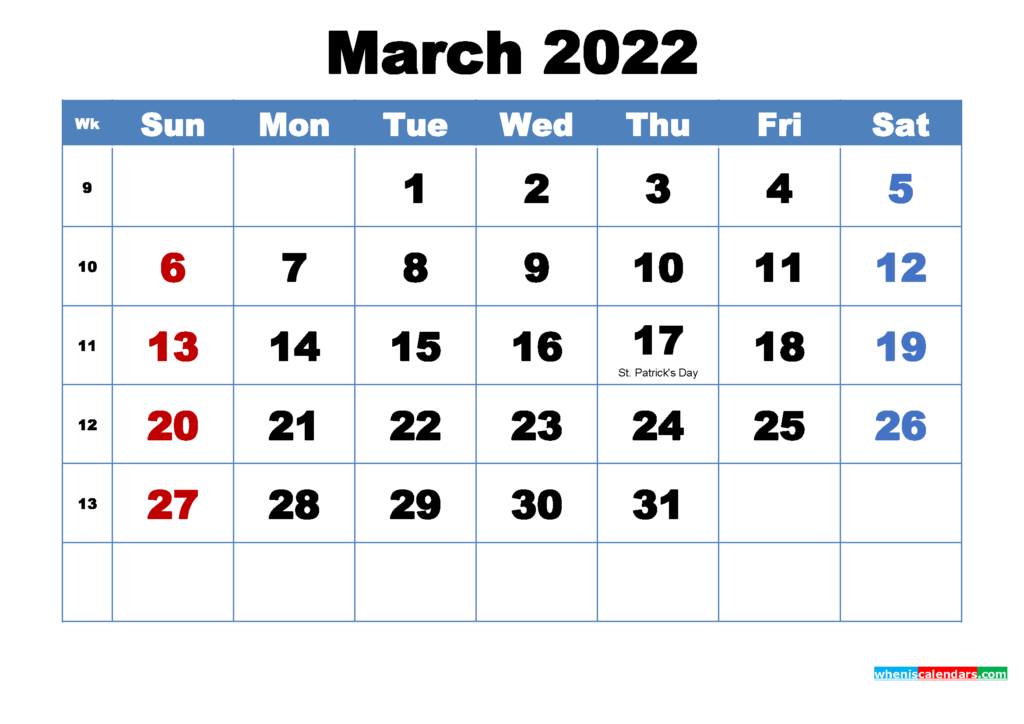 Free Printable March 2024 Calendar With Holidays