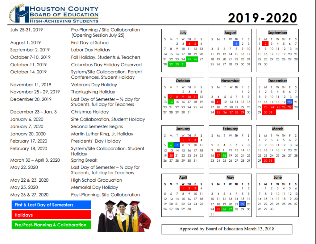 Houston County School Calendar 2021-2024