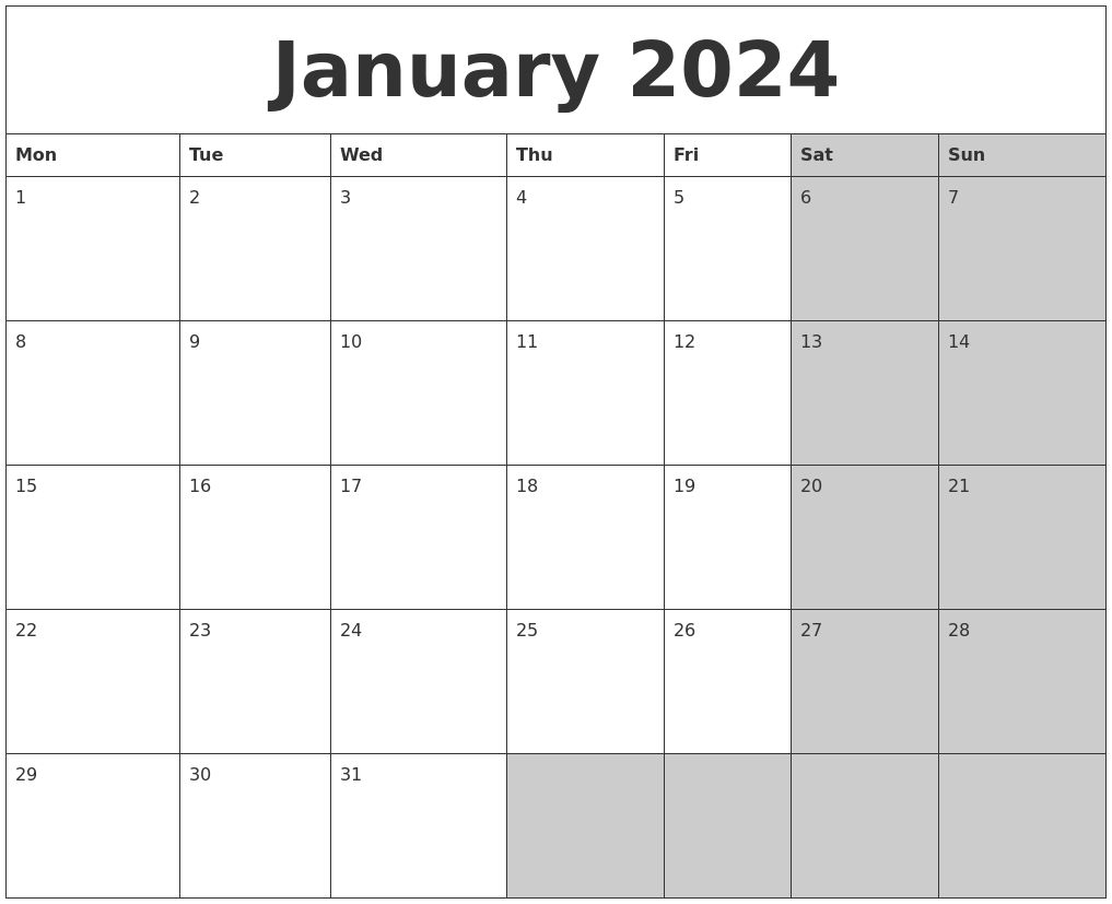 January 2024 Calendar Wallpaper