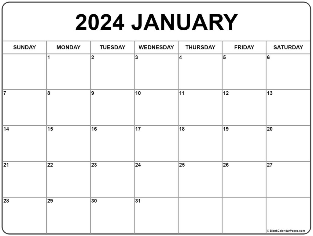 January 2024 Calendar Month