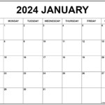 January 2024 Calendar Month