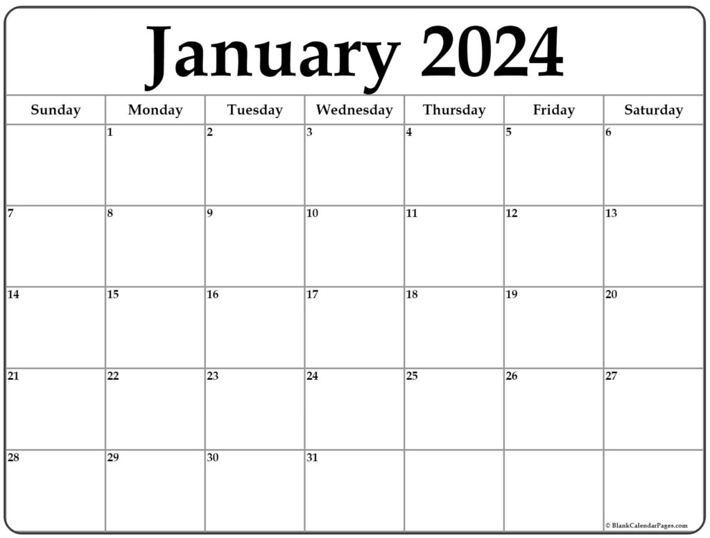 Blank Calendar January 2024 Printable