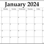 Blank Calendar January 2024 Printable