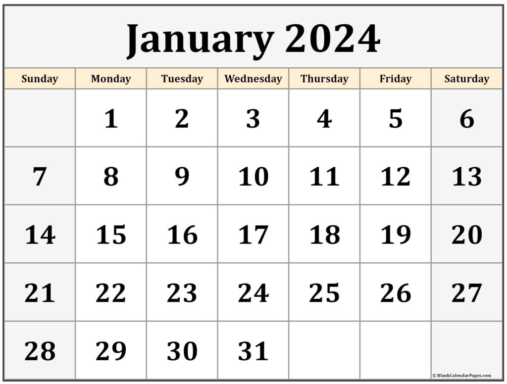 January Calendar For 2024