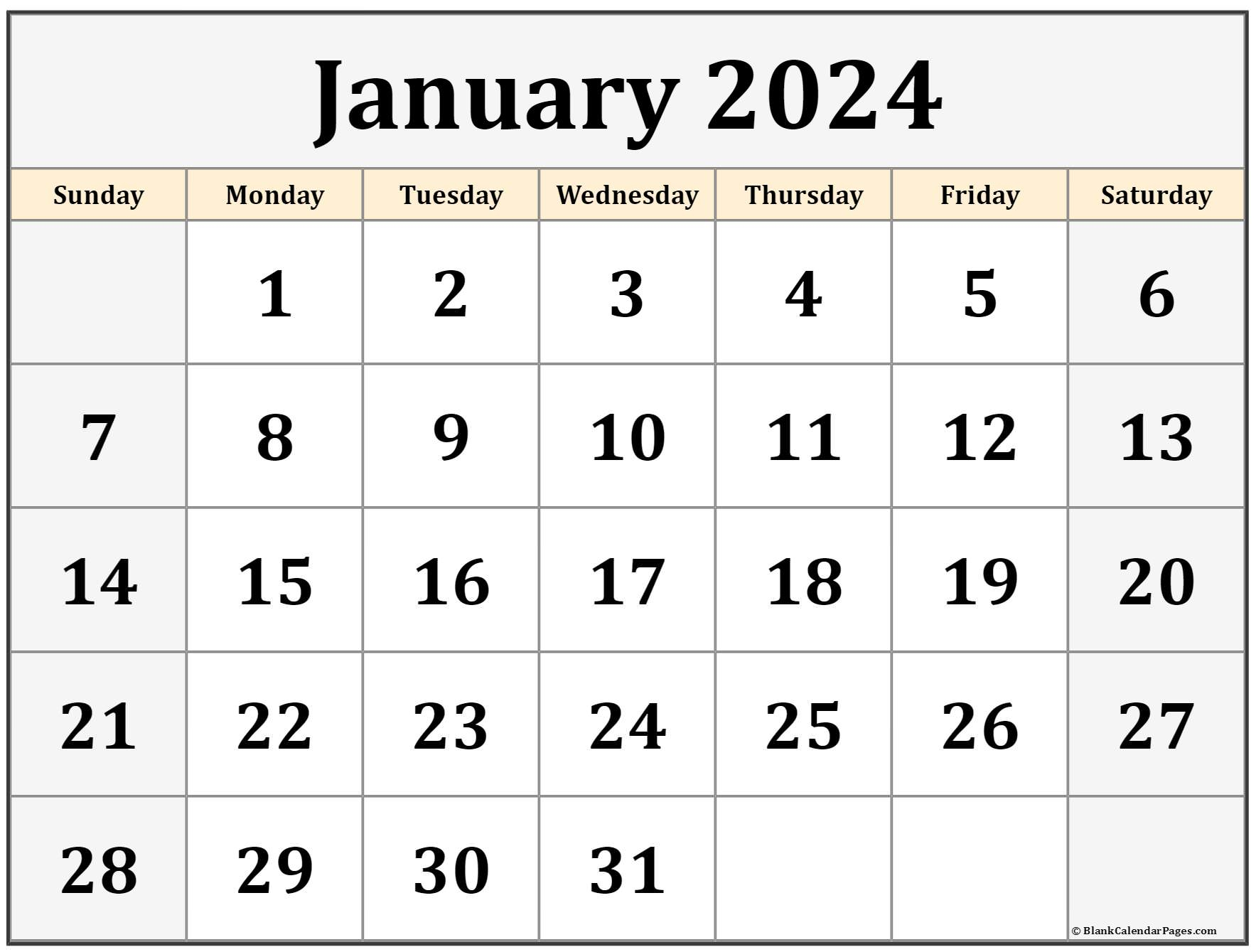 Calendar Printable January 2024 - 2024 Calendar Printable