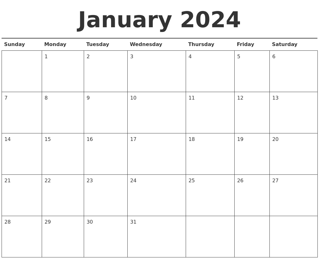 Calendar January 2024