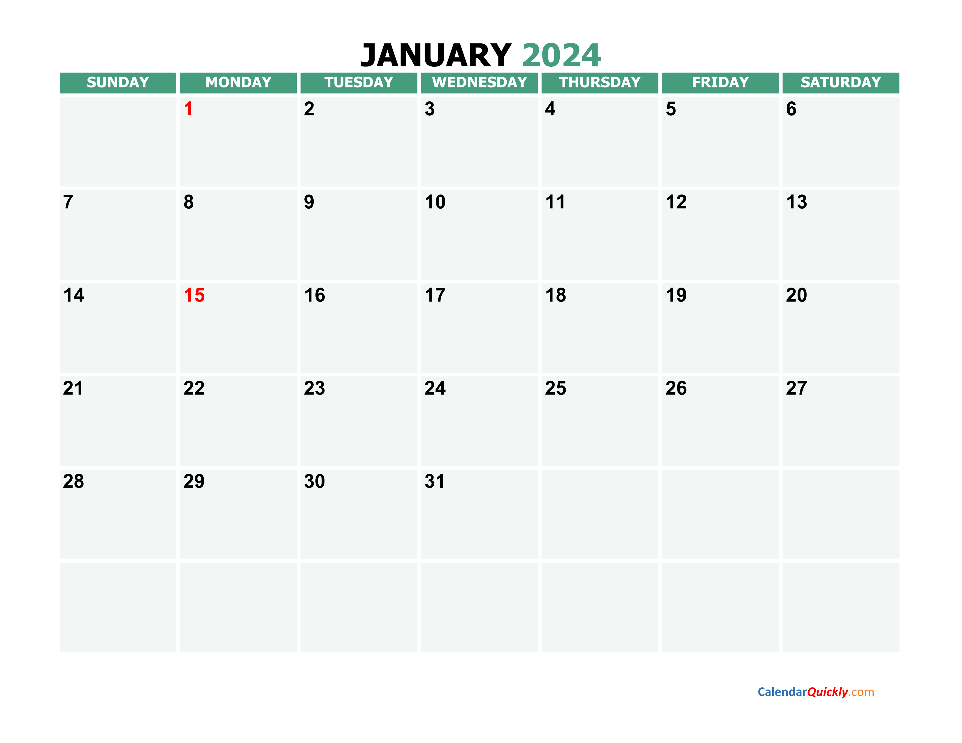 January Calendar 2024 Calendarpedia 2024 CALENDAR PRINTABLE