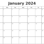 Printable January 2024 Calendar