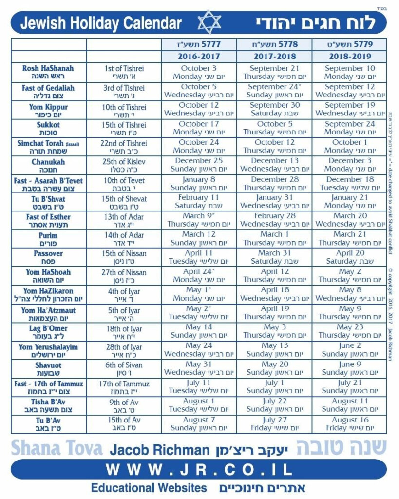 2024 Hebrew Calendar