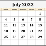 July Printable Calendar 2024