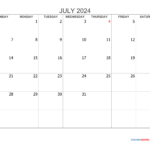 Blank July Calendar 2024