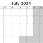 July 2024 Calendar Cute